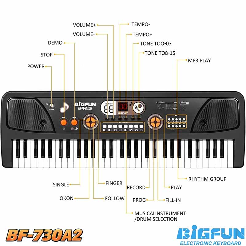 ارگ آموزشی بیگ فان میکروفون‌دار مدل BIGFUN BF-730A2
