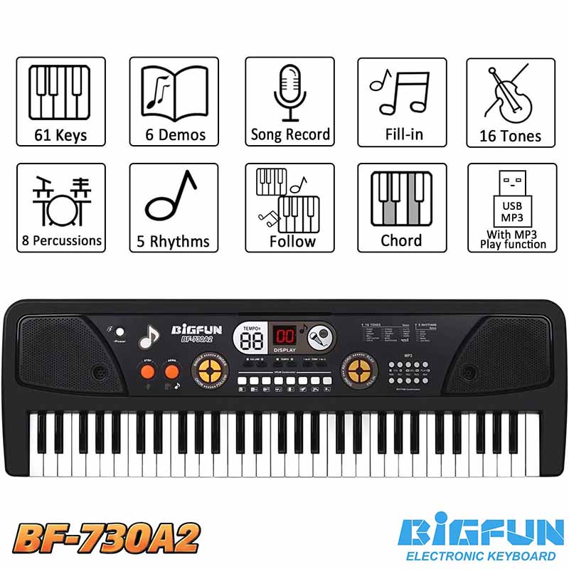 ارگ آموزشی بیگ فان میکروفون‌دار مدل BIGFUN BF-730A2