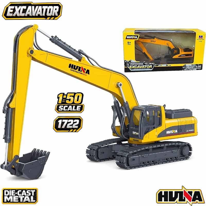 ماکت بیل مکانیکی فلزی راهسازی هوینا مدل Huina Metal Excavator 1722