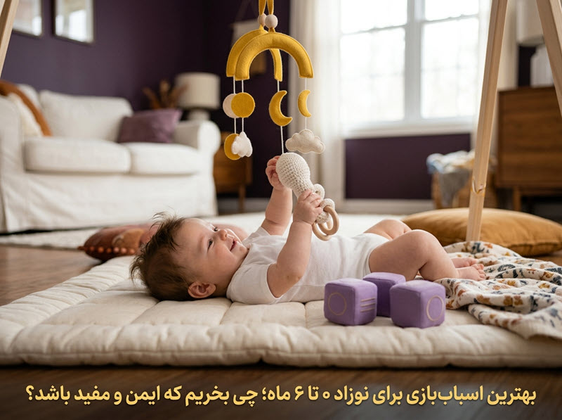 بهترین اسباب‌بازی برای نوزاد ۰ تا ۶ ماه؛ چی بخریم که ایمن و مفید باشد؟