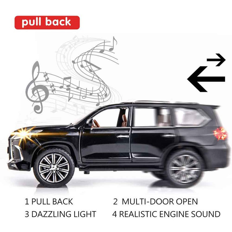 اسباب بازی ماشین فلزی لکسوس LX 570 عقب کش دود زا برند چی ژی