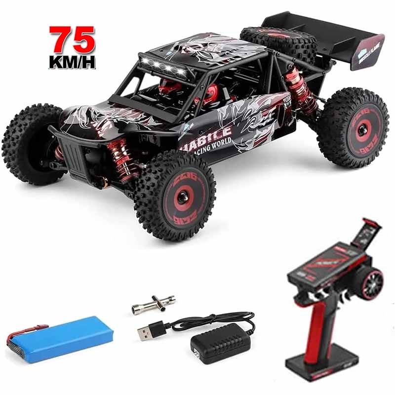 اسباب بازی ماشین کنترلی آفرود دبلیو ال تویز سرعت 75 کیلومتر موتور براشلس WLtoys 124016