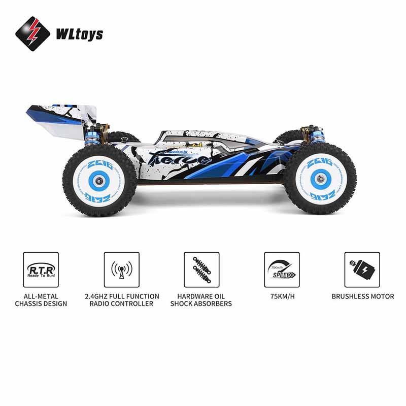 اسباب بازی ماشین کنترلی آفرود دبلیو ال تویز سرعت 75 کیلومتر موتور براشلس WLtoys 124017