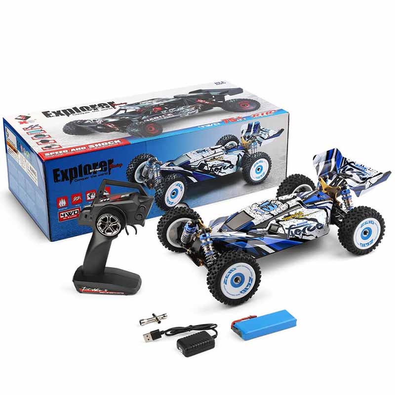 اسباب بازی ماشین کنترلی آفرود دبلیو ال تویز سرعت 75 کیلومتر موتور براشلس WLtoys 124017