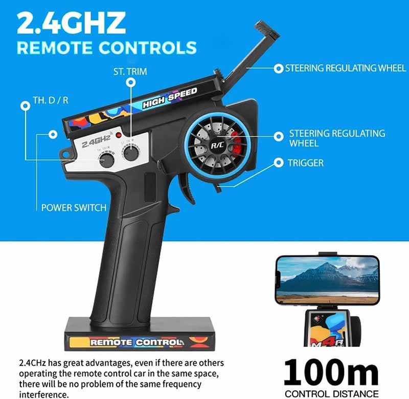 اسباب بازی ماشین کنترلی آفرود دبلیو ال تویز سرعت ۶۰ کیلومتر موتور براشلس WLtoys 124028