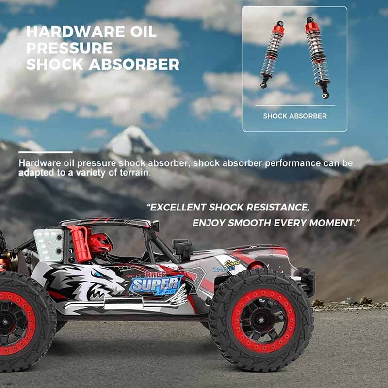 اسباب بازی ماشین کنترلی آفرود دبلیو ال تویز سرعت ۶۰ کیلومتر موتور براشلس WLtoys 124028