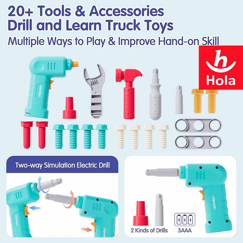اسباب بازی کامیون ابزار آموزشی هولا Hola Drill and Learn Tool Truck HE 998001