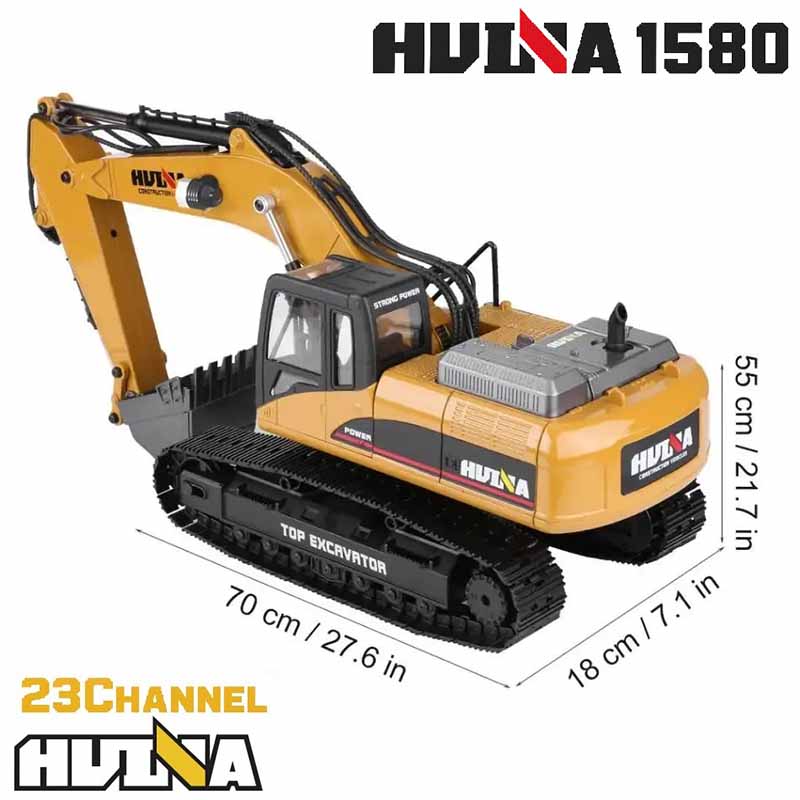 بیل مکانیکی کنترلی شارژی تمام فلزی هوینا مدل Huina All Metal RC Excavator 1580
