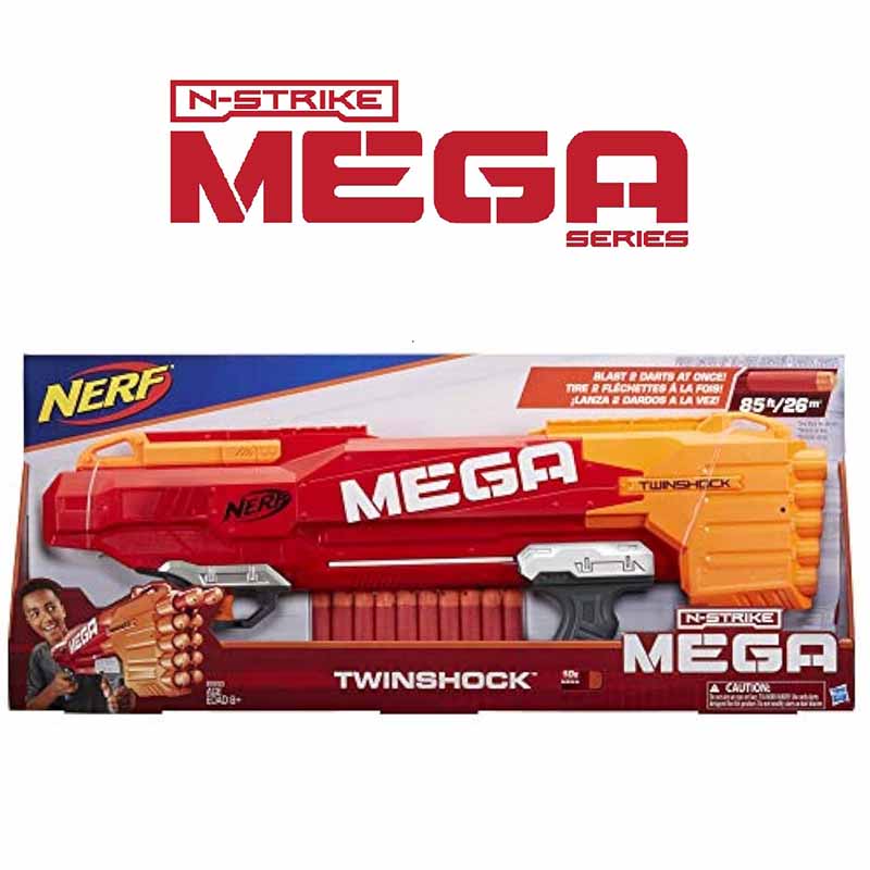 تفنگ بازی تیر فومی ( ابری) مگا نرف مدل Nerf Mega Twinshock Blaster B9894