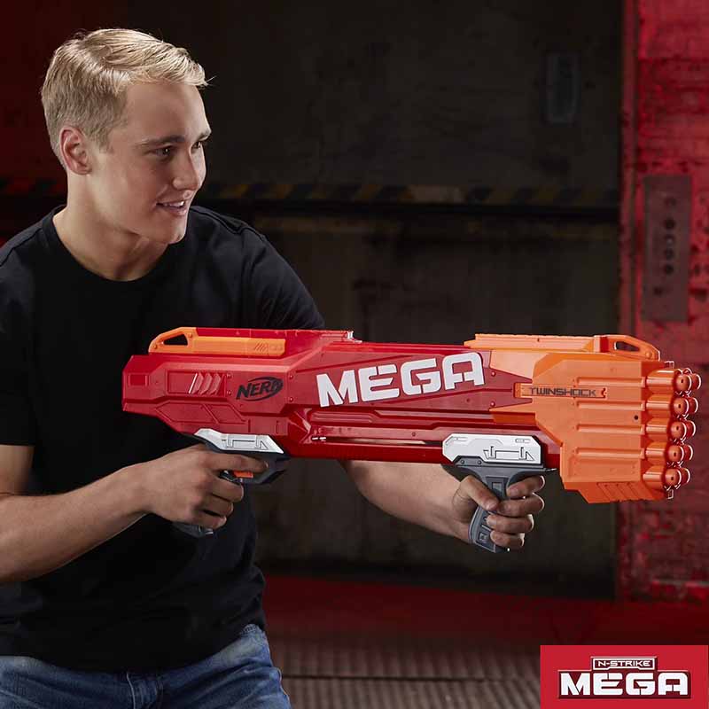 تفنگ بازی تیر فومی ( ابری) مگا نرف مدل Nerf Mega Twinshock Blaster B9894