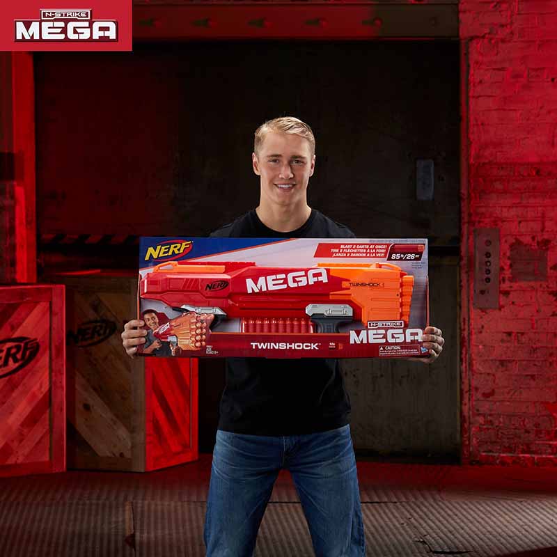 تفنگ بازی تیر فومی ( ابری) مگا نرف مدل Nerf Mega Twinshock Blaster B9894