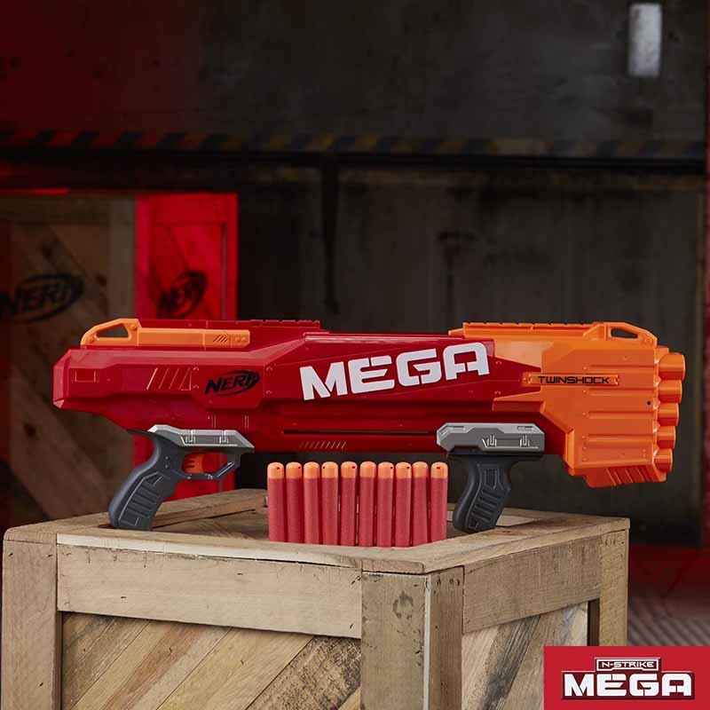 تفنگ بازی تیر فومی ( ابری) مگا نرف مدل Nerf Mega Twinshock Blaster B9894