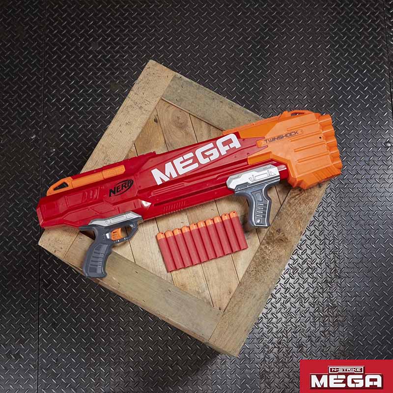 تفنگ بازی تیر فومی ( ابری) مگا نرف مدل Nerf Mega Twinshock Blaster B9894