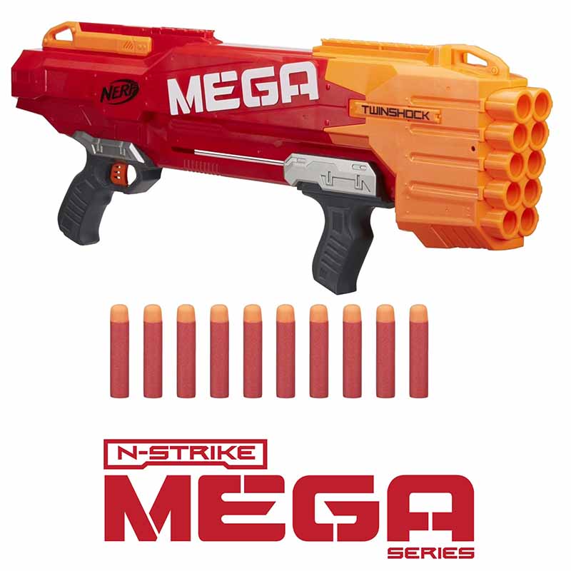 تفنگ بازی تیر فومی ( ابری) مگا نرف مدل Nerf Mega Twinshock Blaster B9894
