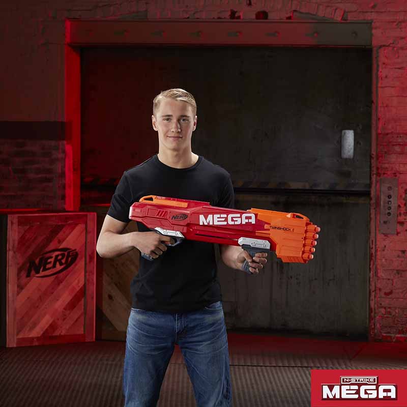 تفنگ بازی تیر فومی ( ابری) مگا نرف مدل Nerf Mega Twinshock Blaster B9894