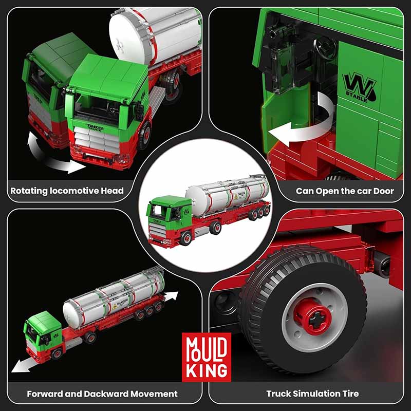 ساختنی لگو تریلی حمل سوخت برند مولدکینگ Mould King Fuel Tanker Truck 24075
