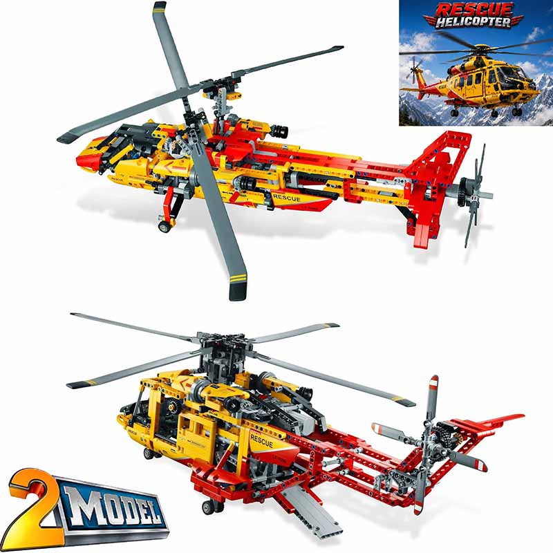 ساختنی لگو تکنیکال هلیکوپتر نجات 2 در 1 مدل JISI Bricks Rescue Helicopter 3357