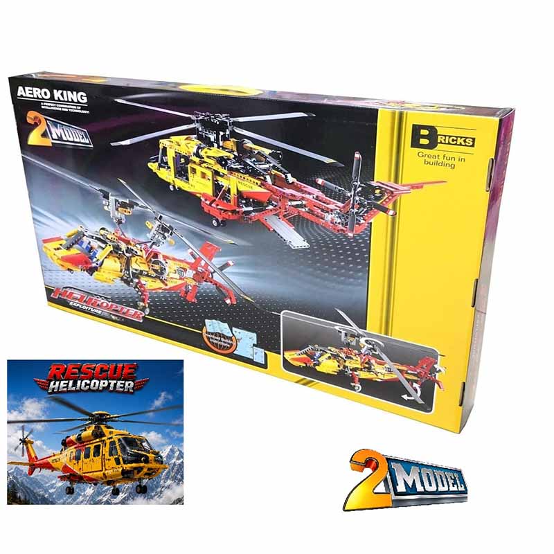 ساختنی لگو تکنیکال هلیکوپتر نجات 2 در 1 مدل JISI Bricks Rescue Helicopter 3357
