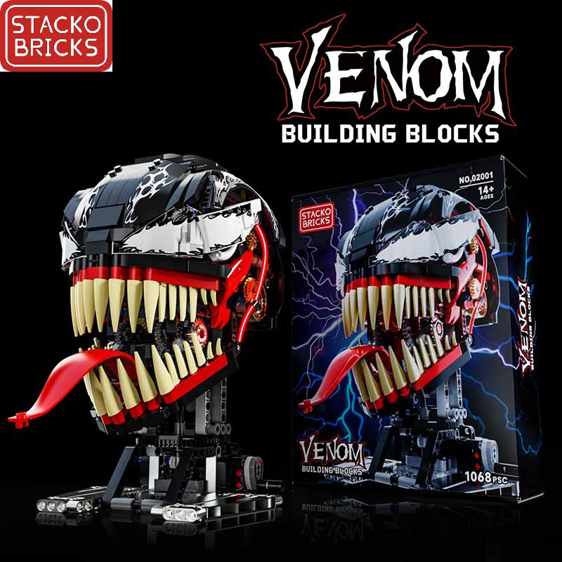 ساختنی لگو سر ونوم متحرک با نورپردازی برند استاکو بریکس Stacko Bricks Venom 02001