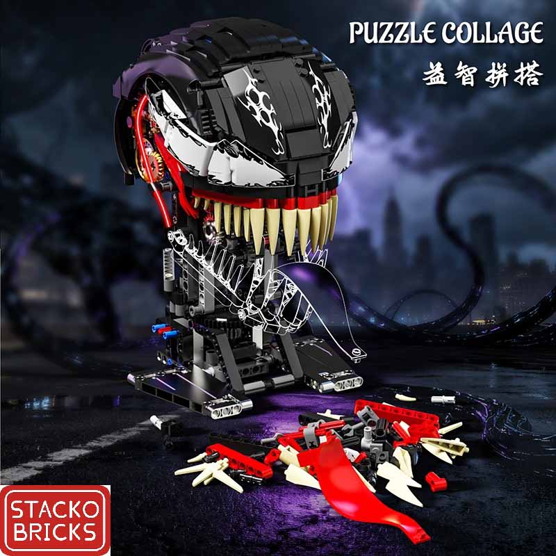 ساختنی لگو سر ونوم متحرک با نورپردازی برند استاکو بریکس Stacko Bricks Venom 02001
