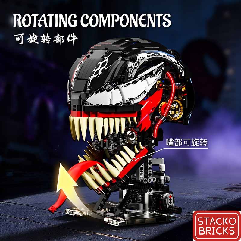 ساختنی لگو سر ونوم متحرک با نورپردازی برند استاکو بریکس Stacko Bricks Venom 02001