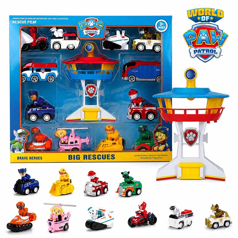 فیگور و ماشین سگهای نگهبان با برج مراقبت مجموعه 13 عددی مدل Paw Patrol PB9912