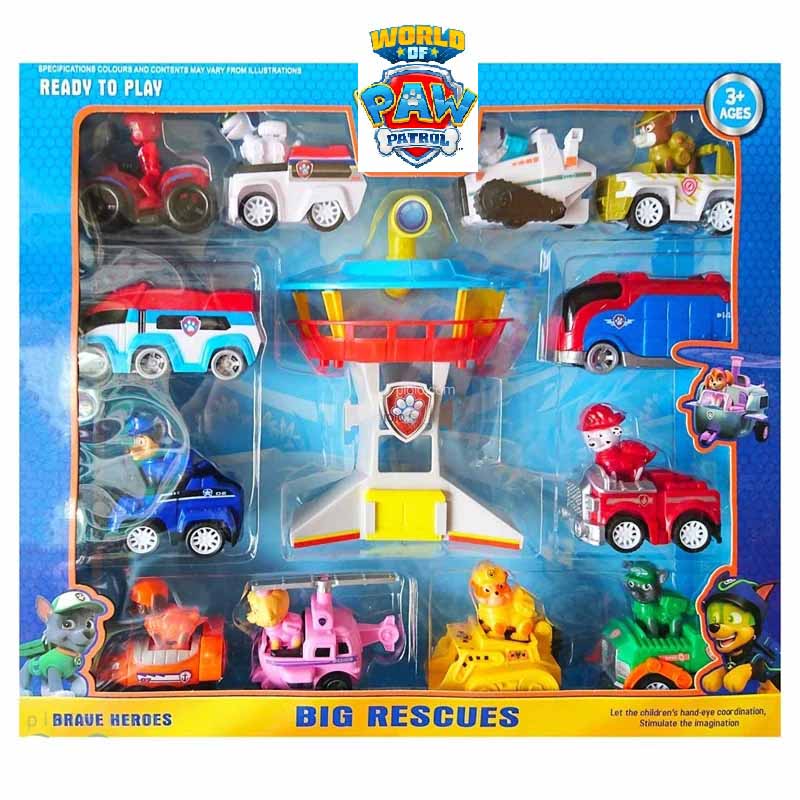 فیگور و ماشین سگهای نگهبان با برج مراقبت مجموعه 13 عددی مدل Paw Patrol PB9912