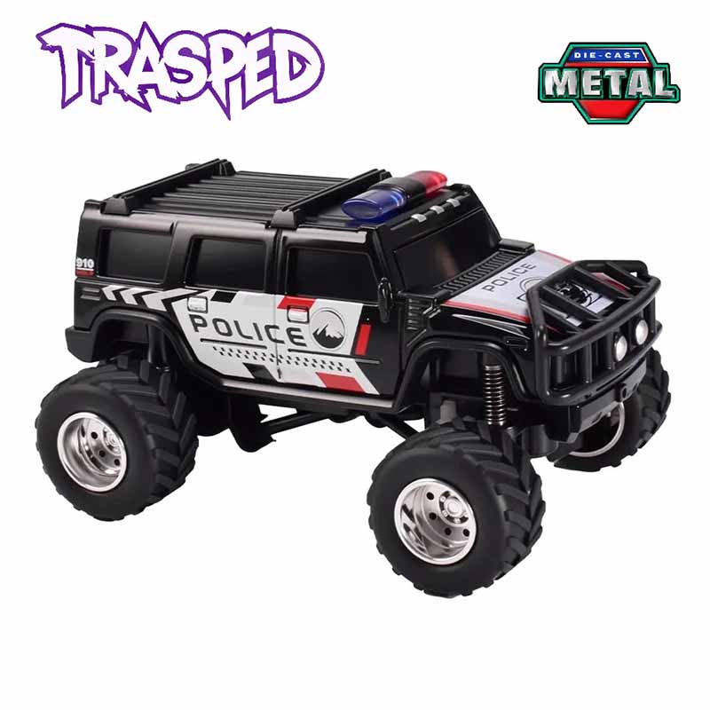 ماشین کنترلی شارژی فلزی پلیس موزیکال با افکت نور در مقیاس 1:64 Trasped Metal HG4-272