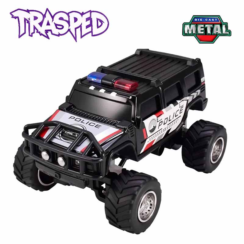 ماشین کنترلی شارژی فلزی پلیس موزیکال با افکت نور در مقیاس 1:64 Trasped Metal HG4-272