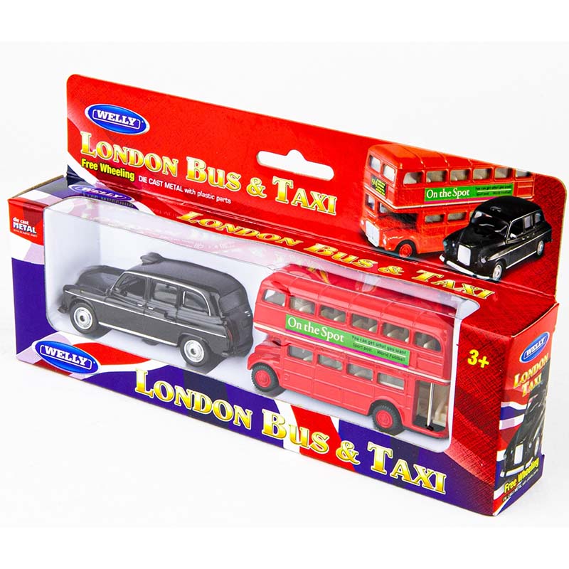 ماکت فلزی اتوبوس دو طبقه و تاکسی لندن برند ویلی Welly lodon bus & taxi
