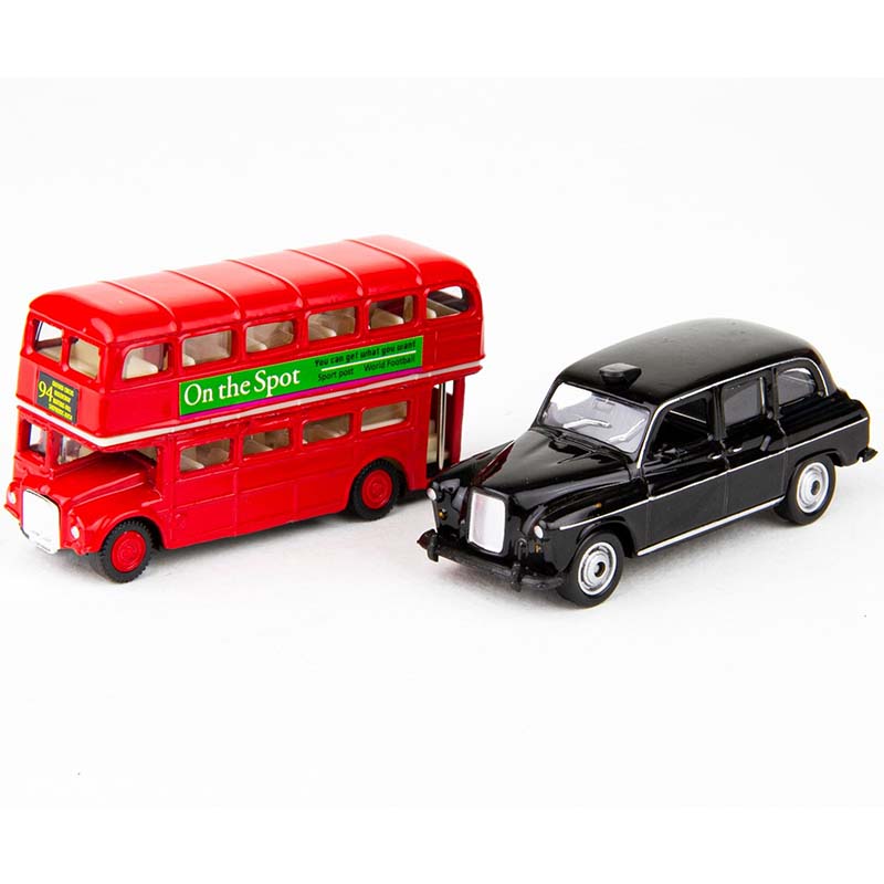 ماکت فلزی اتوبوس دو طبقه و تاکسی لندن برند ویلی Welly lodon bus & taxi