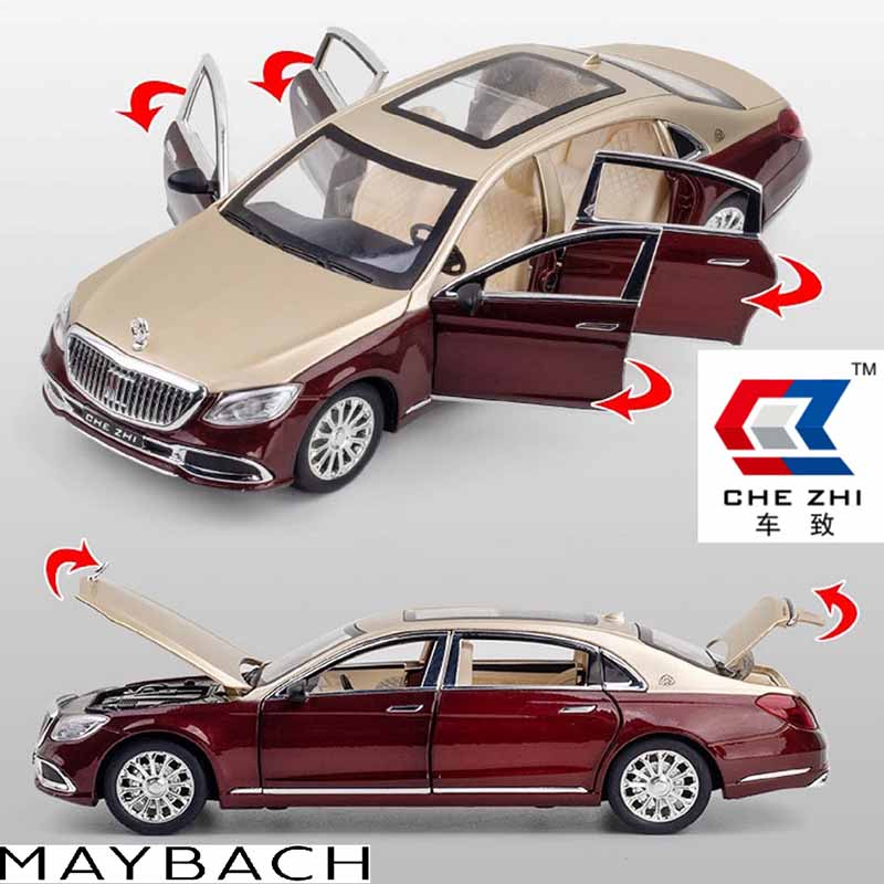 ماکت ماشین فلزی بنز میباخ چه ژی مقیاس 1:24 دودزا و موزیکال Chezhi Maybach S600