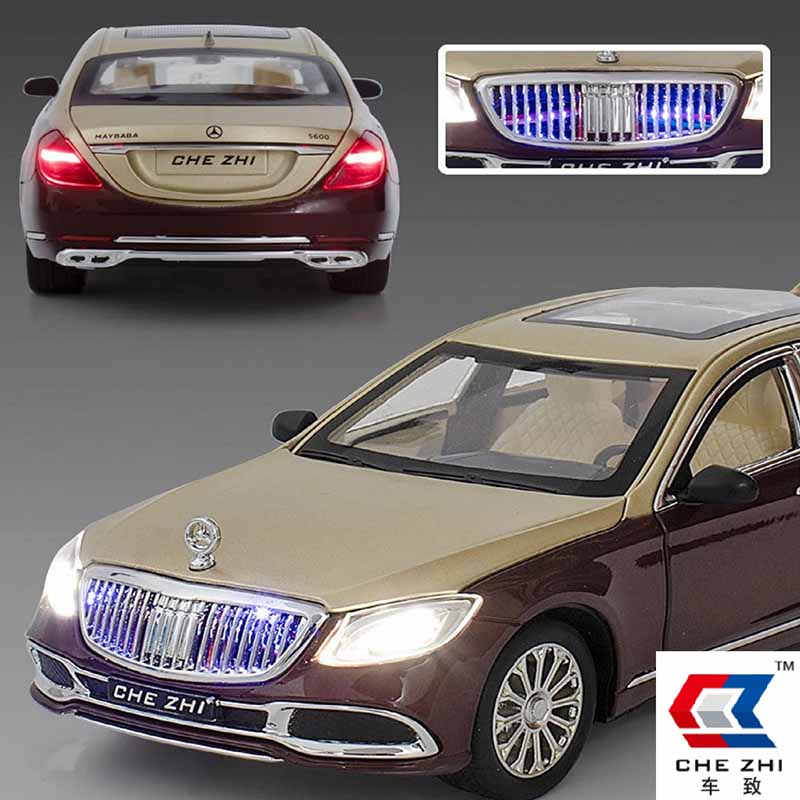 ماکت ماشین فلزی بنز میباخ چه ژی مقیاس 1:24 دودزا و موزیکال Chezhi Maybach S600