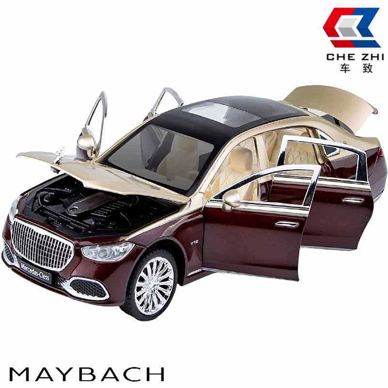 ماکت ماشین فلزی بنز میباخ چه ژی مقیاس 1:24 دودزا و موزیکال Chezhi Maybach S600