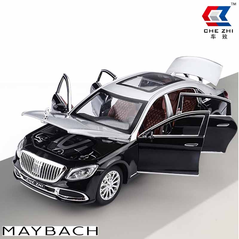 ماکت ماشین فلزی بنز میباخ چه ژی مقیاس 1:24 دودزا و موزیکال Chezhi Maybach S600