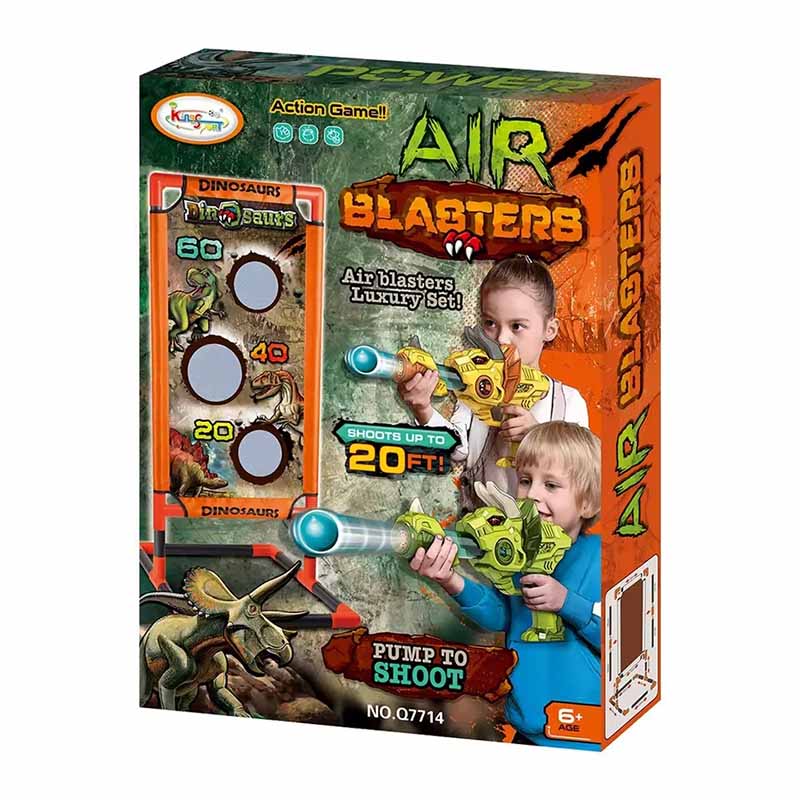 مجموعه 2 عددی تفنگ اسباب بازی تیر فومی گرد کینگز اسپورت با سیبل مدل Air Blasters Q7714