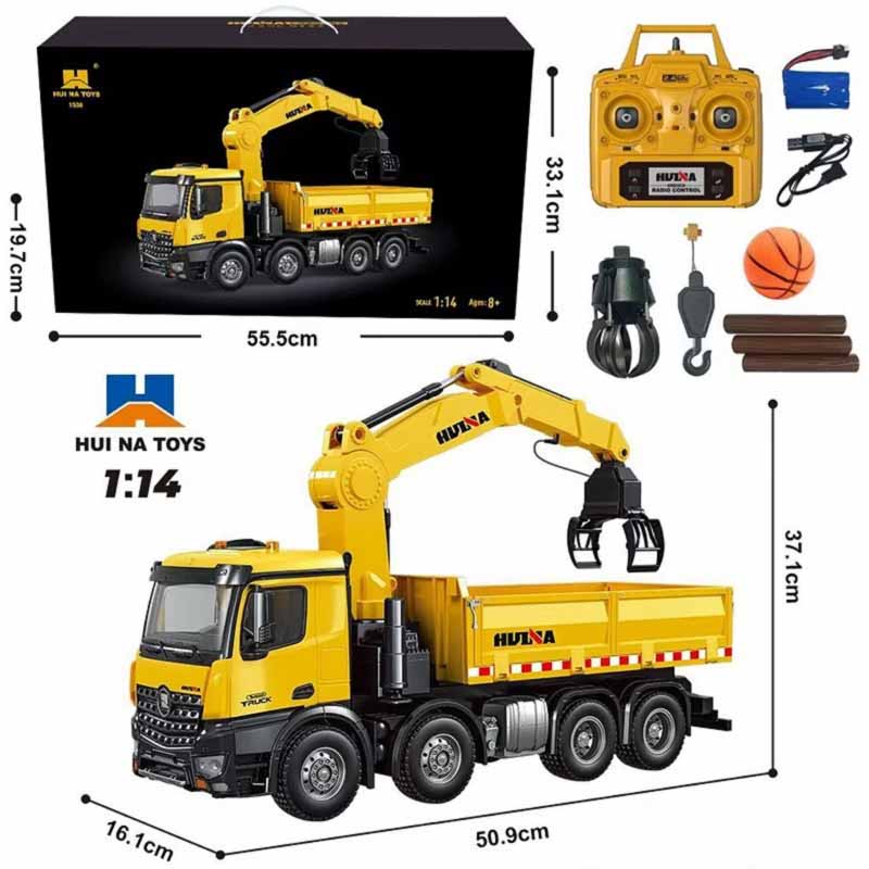 کامیون جرثقیلی کنترلی 8 چرخ هوینا مدل Huina Tipper Truck 1538