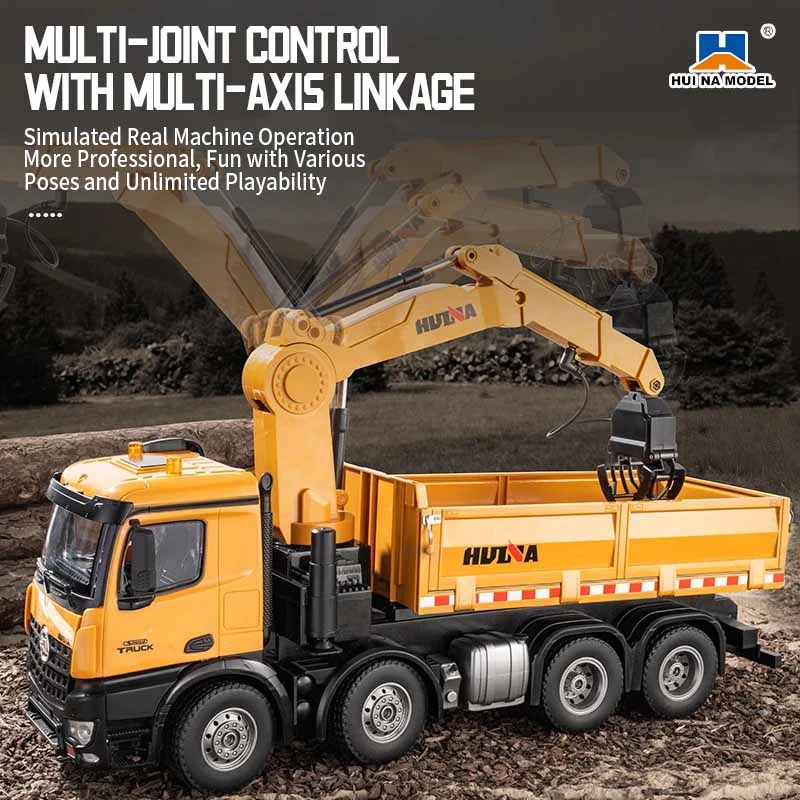 کامیون جرثقیلی کنترلی 8 چرخ هوینا مدل Huina Tipper Truck 1538