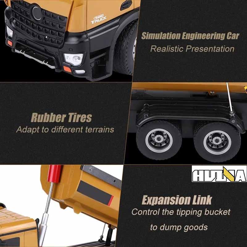 کامیون کمپرسی کنترلی 6 چرخ هوینا مدل Huina Dump Truck 1573