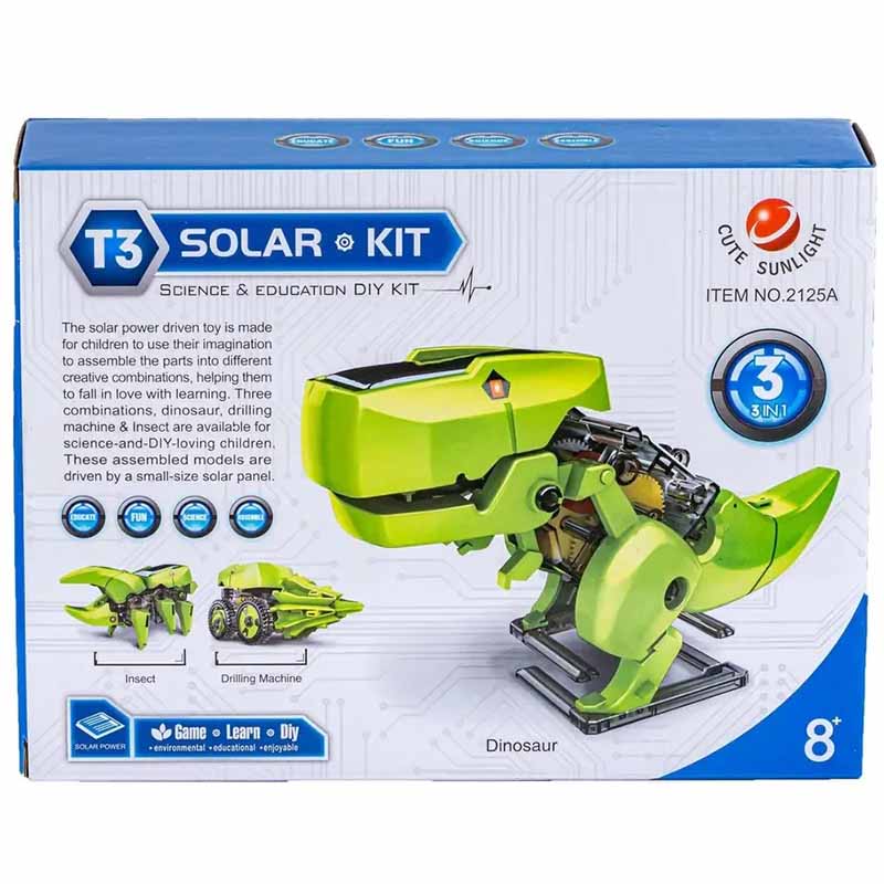 کیت آموزشی ربات خورشیدی دایناسور 3 حالته Toys Solar Robot Kit 3 in 1 DIY 2125A