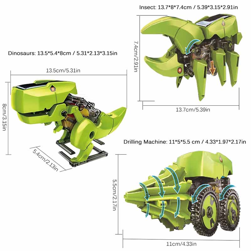 کیت آموزشی ربات خورشیدی دایناسور 3 حالته Toys Solar Robot Kit 3 in 1 DIY 2125A